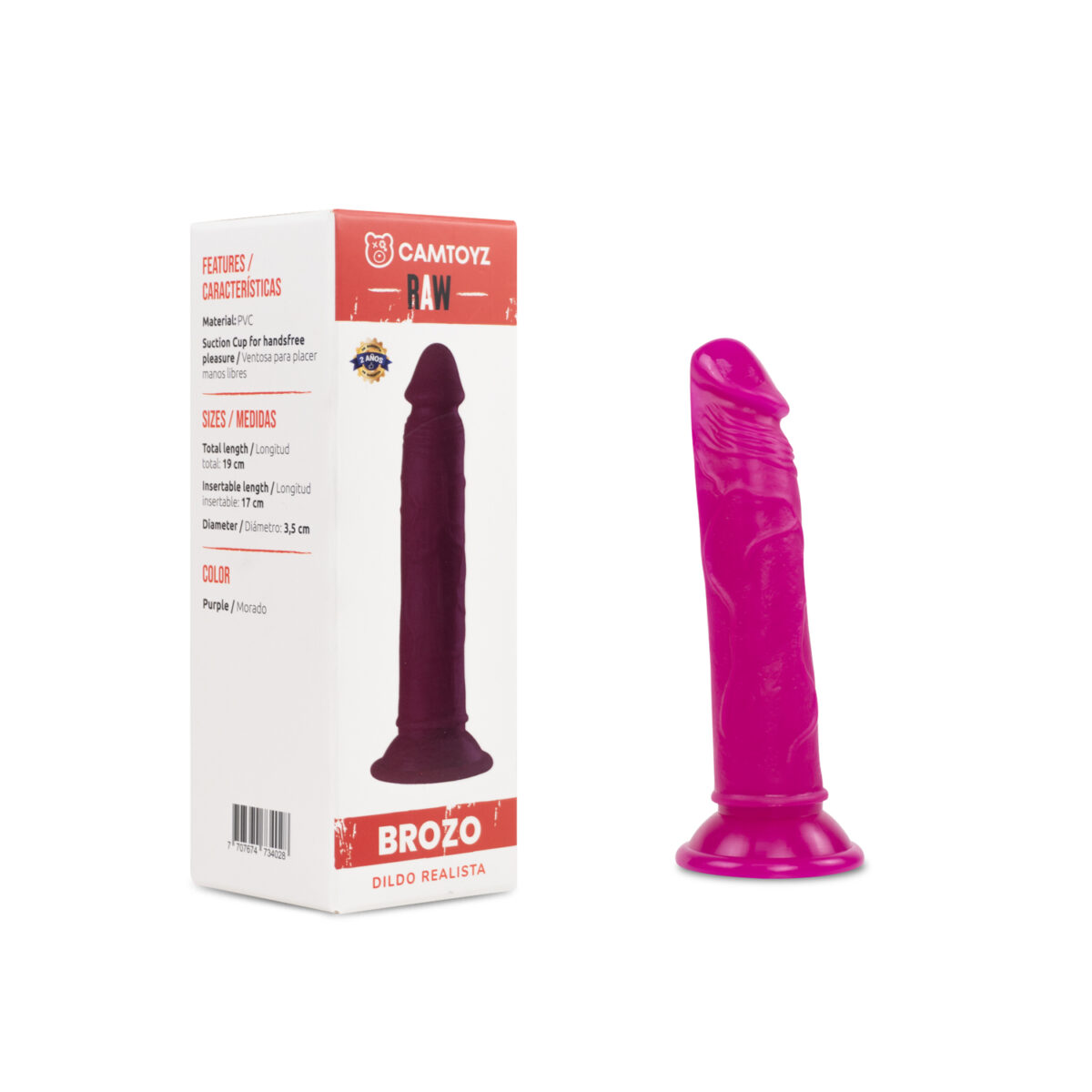 brozo_1 Raw Dildo Realista Brozo Rosado 19 cm - Imagen 1